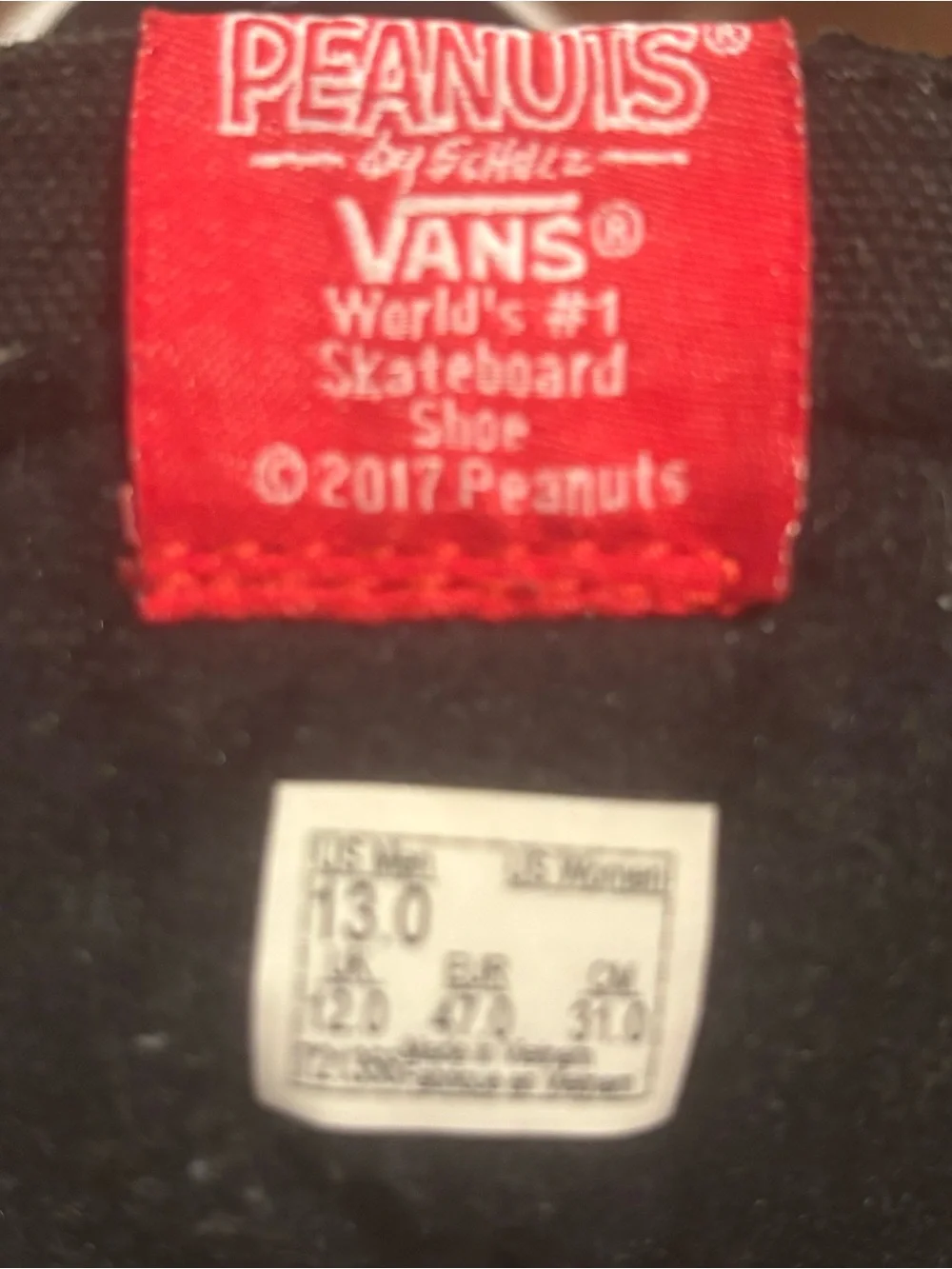 Vans SK8 Hi-Top PEANUTS Snoopy collab size 13